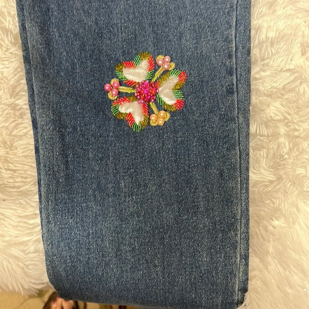 NWT Vintage 80s Cedars Beaded Embellished High waist jeans - Picture 2 of 11